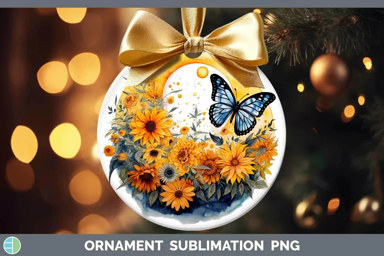Watercolor Sun and Moon Ornament | Sublimation Bauble Design