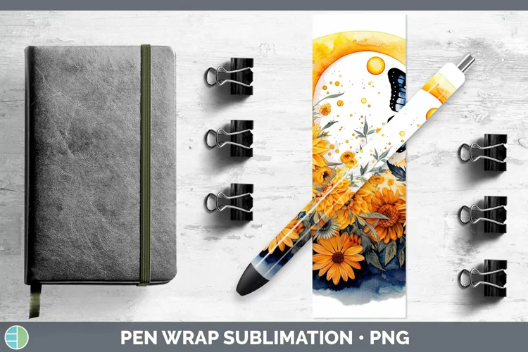 Watercolor Sun and Moon Pen Wrap Sublimation Epoxy Pen Desig
