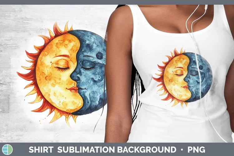 Watercolor Sun and Moon Shirt Sublimation Sublimation Backgr