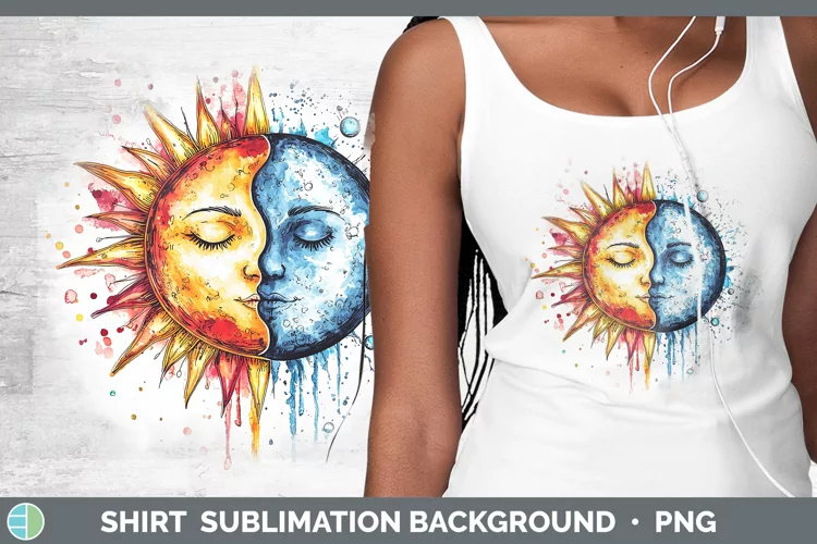 Watercolor Sun and Moon Shirt Sublimation Sublimation Backgr