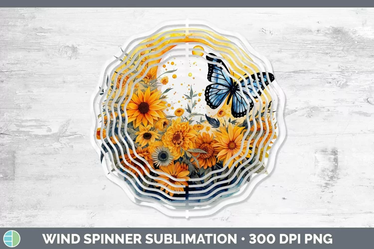 Watercolor Sun and Moon Wind Spinner Sublimation Spinner Des