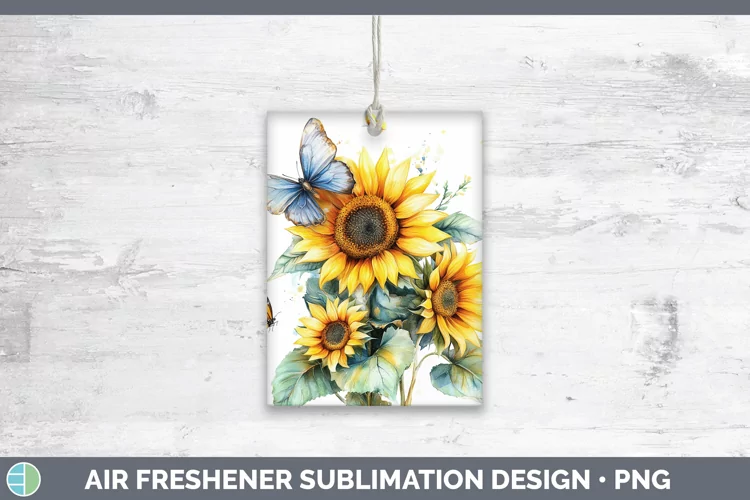 Watercolor Sunflower Air Freshener Sublimation Car Freshener