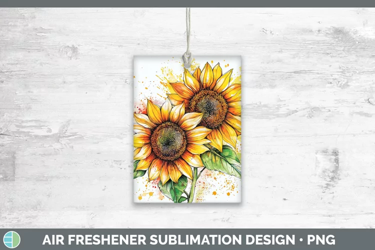 Watercolor Sunflower Air Freshener Sublimation Car Freshener