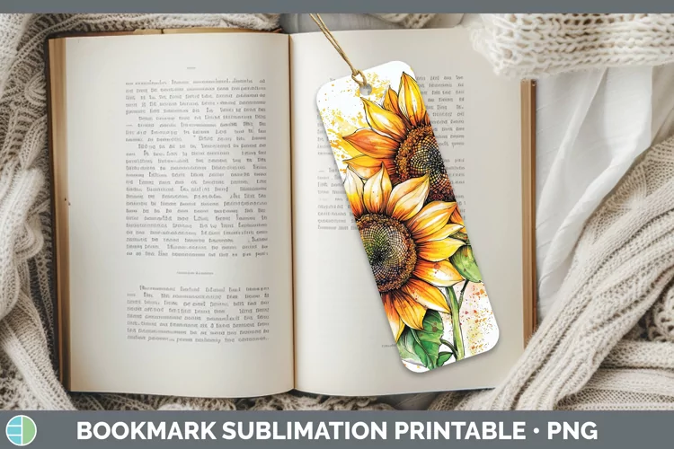 Watercolor Sunflower Bookmark Sublimation Printable Designs