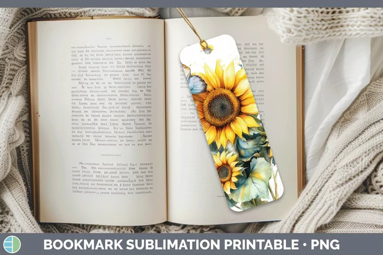 Watercolor Sunflower Bookmark Sublimation Printable Designs