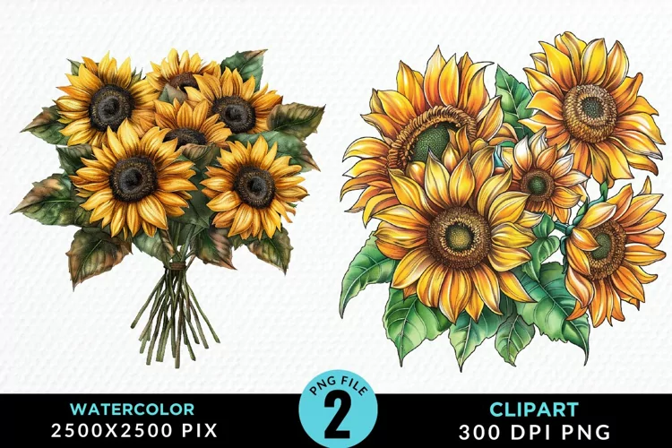 Watercolor Sunflower Illustration Clipart