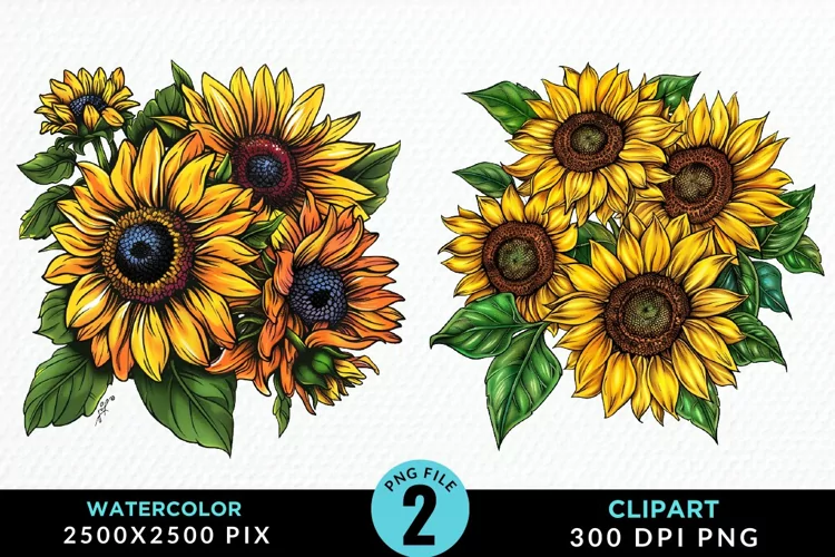 Watercolor Sunflower Illustration Clipart