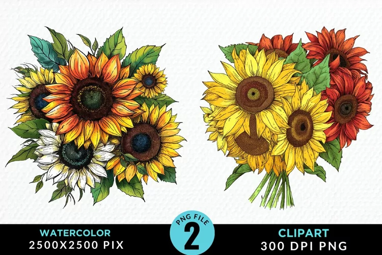 Watercolor Sunflower Exquisite Clipart