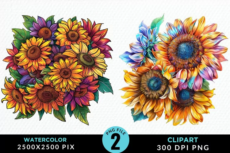 Watercolor Sunflower Illustration Clipart