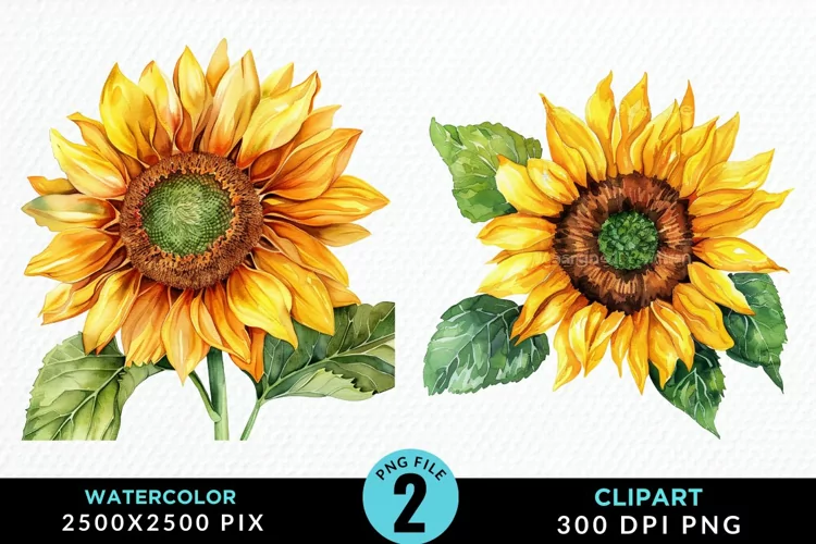 Watercolor Sunflower Illustration Clipart
