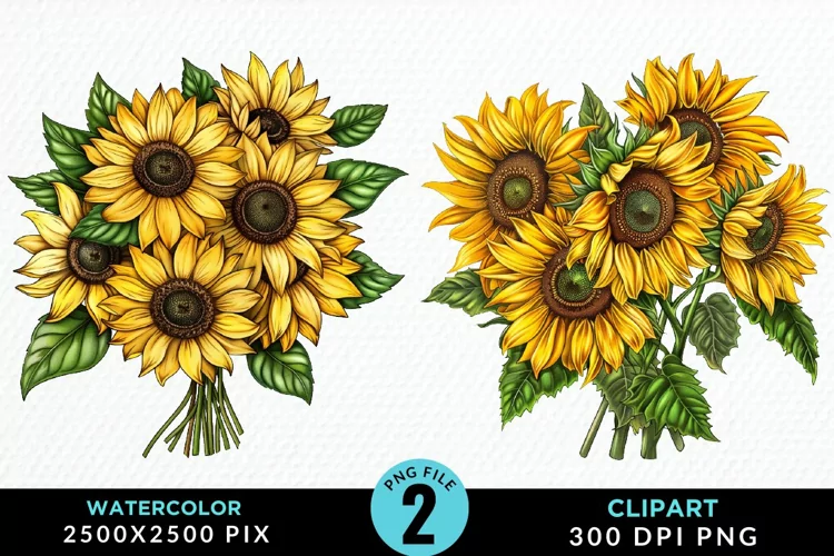 Watercolor Sunflower Exquisite Clipart