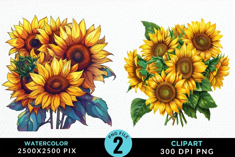 Watercolor Sunflower Illustration Clipart