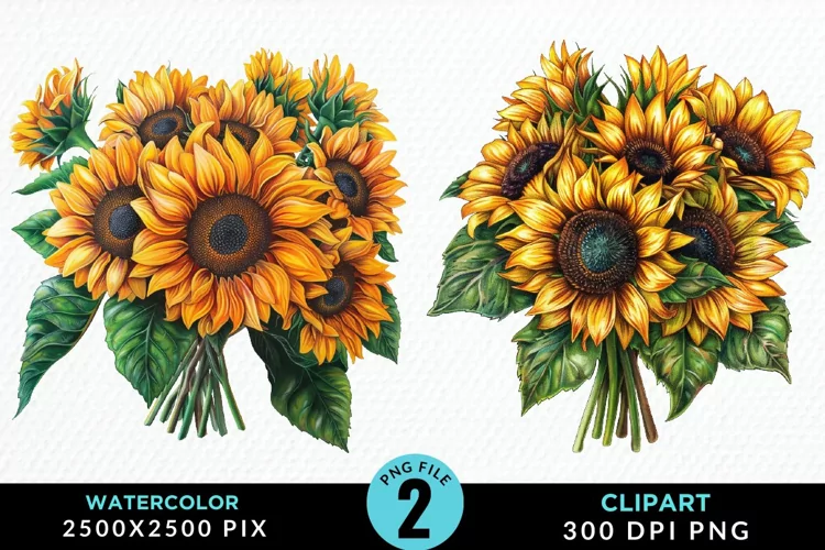 Watercolor Sunflower Illustration Clipart