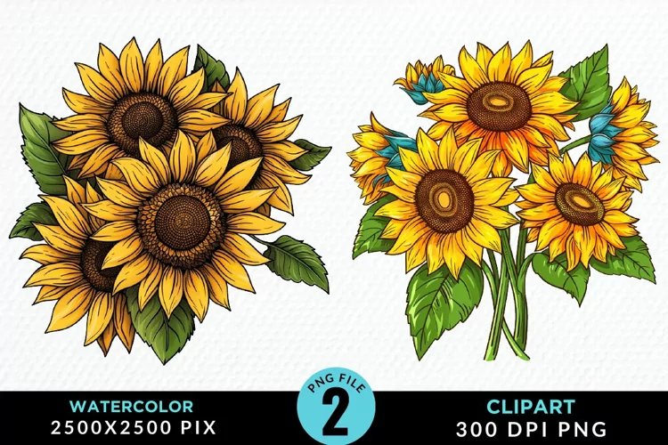 Watercolor Sunflower Illustration Clipart