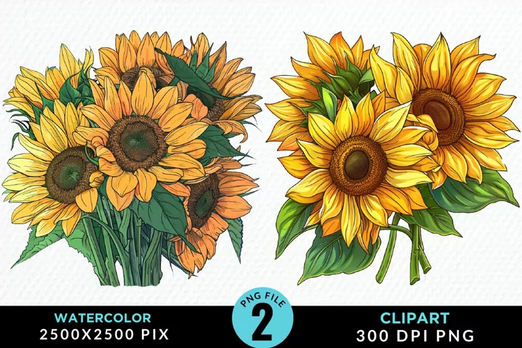 Watercolor Sunflower Exquisite Clipart
