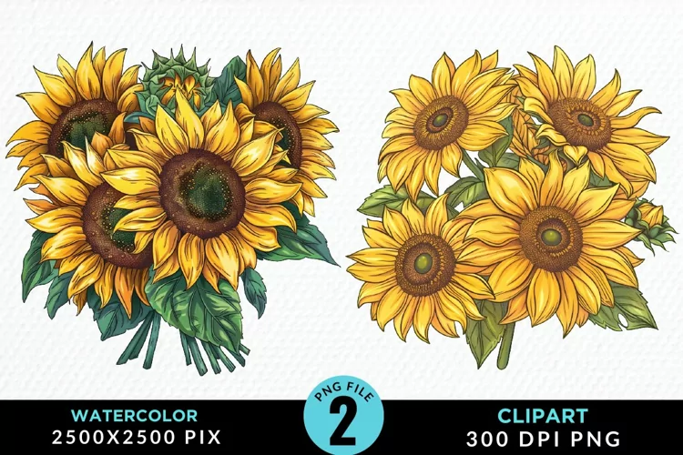 Watercolor Sunflower Illustration Clipart