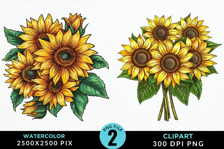 Watercolor Sunflower Illustration Clipart