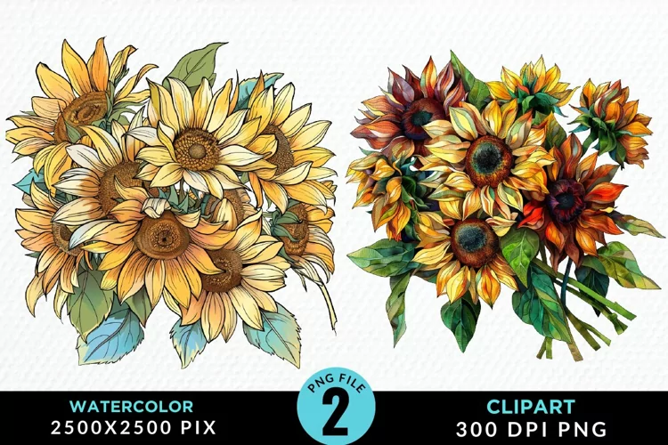 Watercolor Sunflower Illustration Clipart