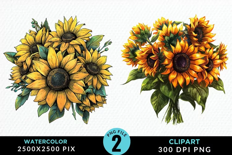 Watercolor Sunflower Illustration Clipart
