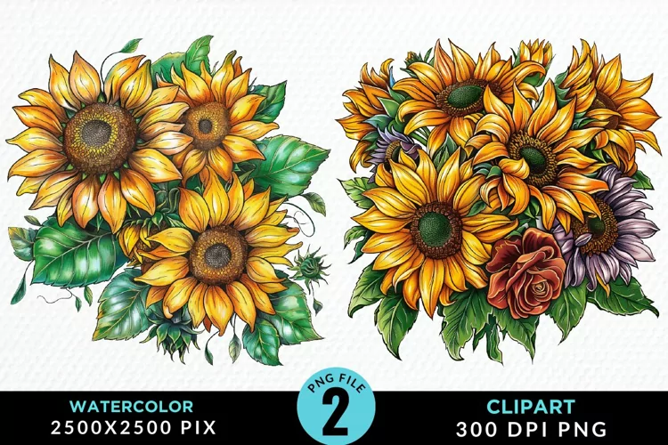 Watercolor Sunflower Exquisite Clipart
