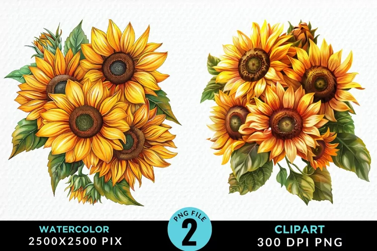 Watercolor Sunflower Exquisite Clipart