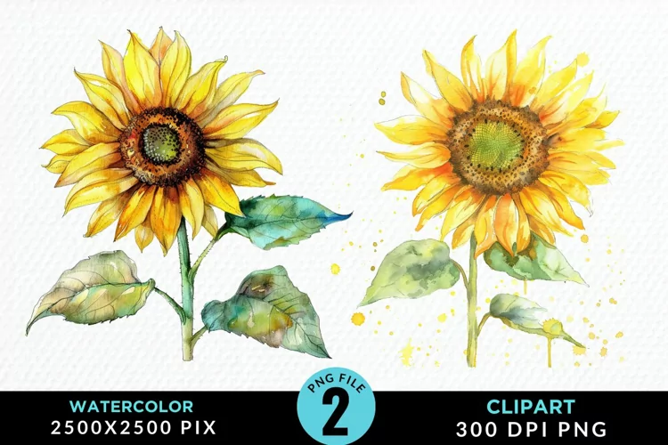 Watercolor Sunflower Illustration Clipart