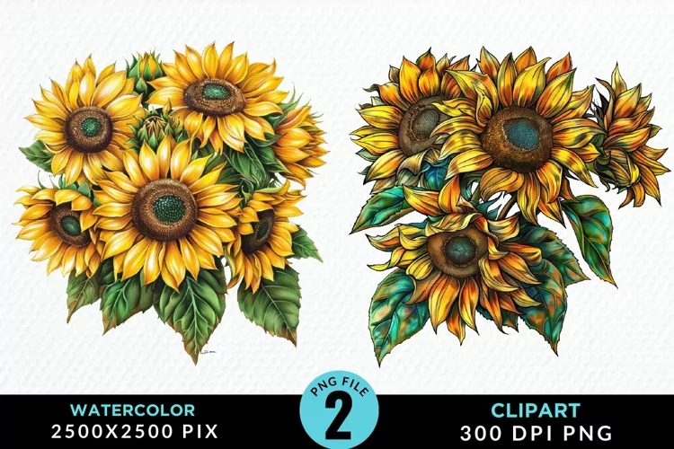 Watercolor Sunflower Illustration Clipart
