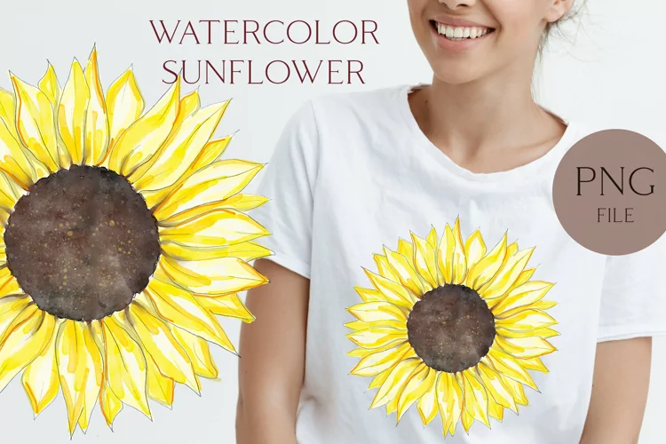 Watercolor sunflower clipart Sublimation sunflower Design