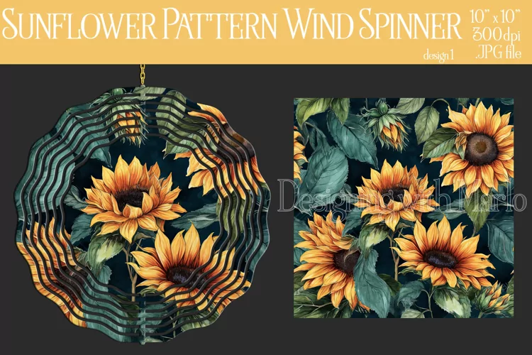 Sunflower Wind Spinner, Sunflower Pattern Wind Spinnner, d1