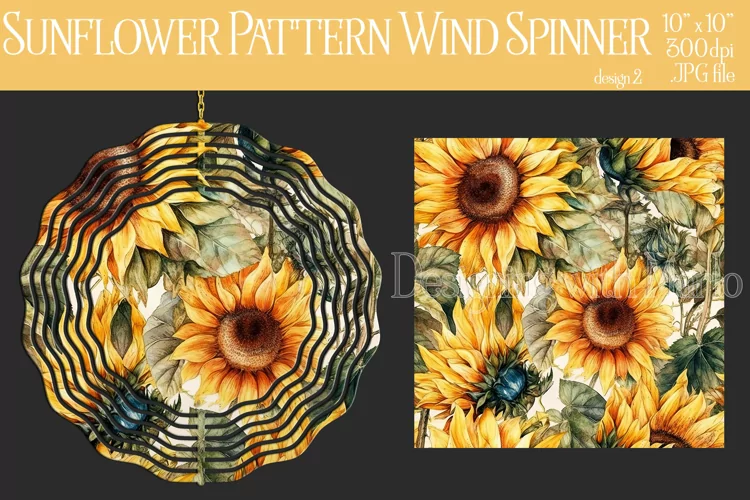 Sunflower Wind Spinner, Sunflower Pattern Wind Spinnner, d2