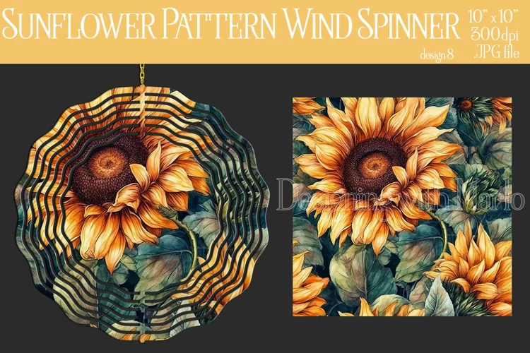 Sunflower Wind Spinner, Sunflower Pattern Wind Spinnner, d8
