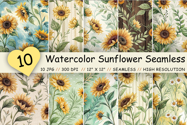 Sunflower Seamless Pattern Image 16