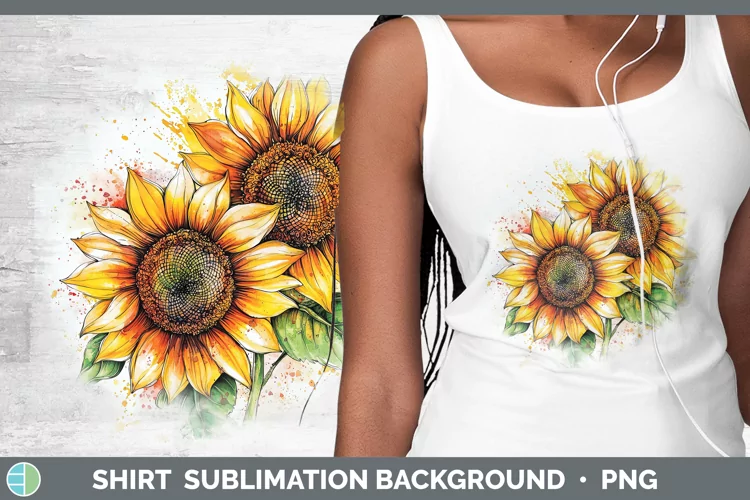 Watercolor Sunflower Shirt Sublimation Sublimation Backgroun