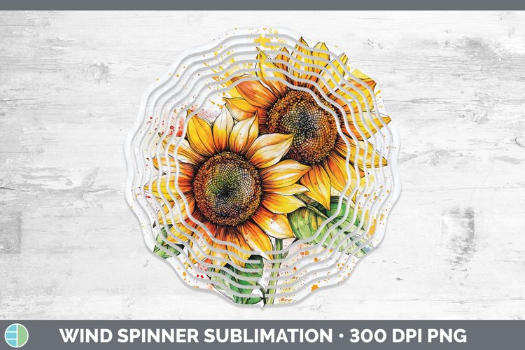 Watercolor Sunflower Wind Spinner Sublimation Spinner Design