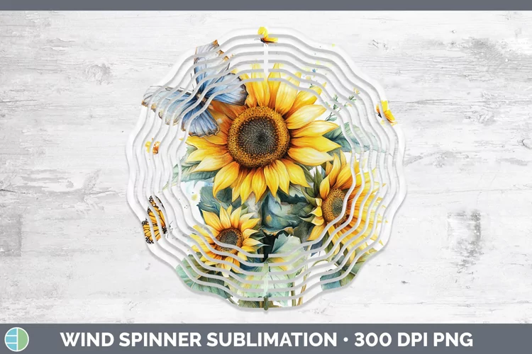 Watercolor Sunflower Wind Spinner Sublimation Spinner Design