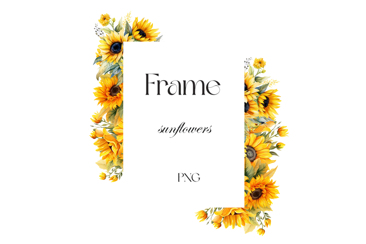 Watercolor sunflowers frame PNG