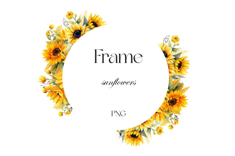 Watercolor sunflowers frame PNG