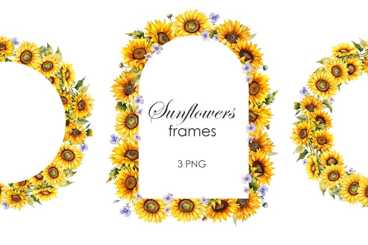 Watercolor sunflowers frames