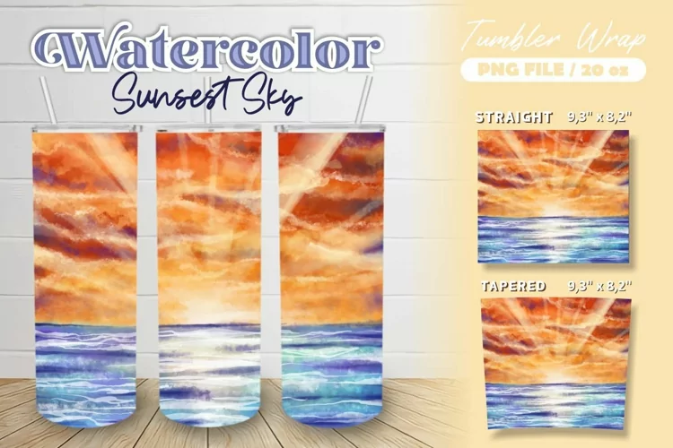 Watercolor Sunset Sky Tumbler Wrap Sublimation