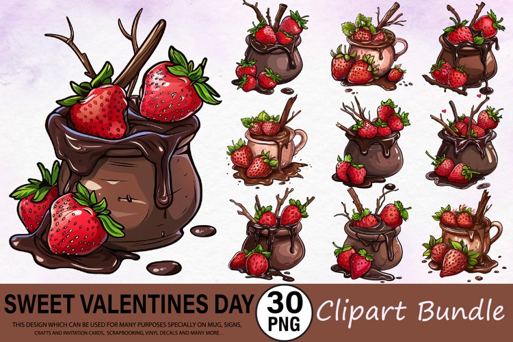 Watercolor Sweet Valentines Day Clipart Bundle
