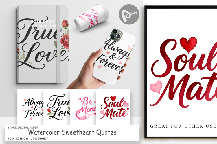 Sweetheart Quotes Digital Paper