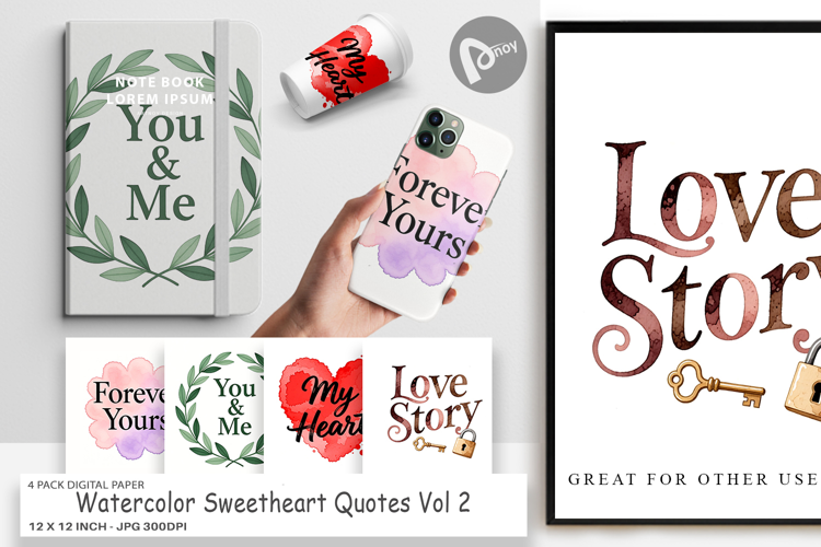 Sweetheart Quotes Digital Paper