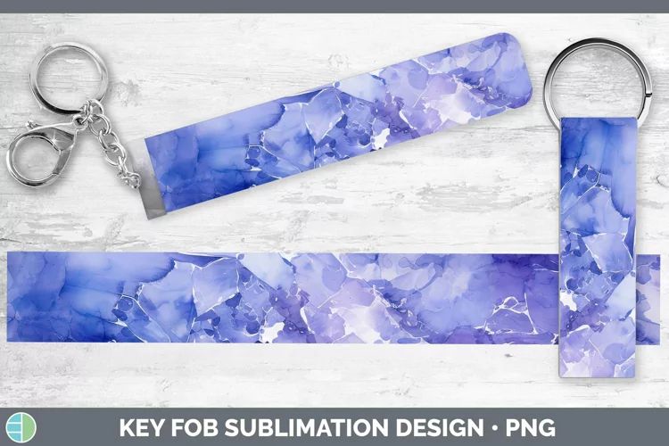 Watercolor Tanzanite Key Fob Sublimation Wristlet Designs