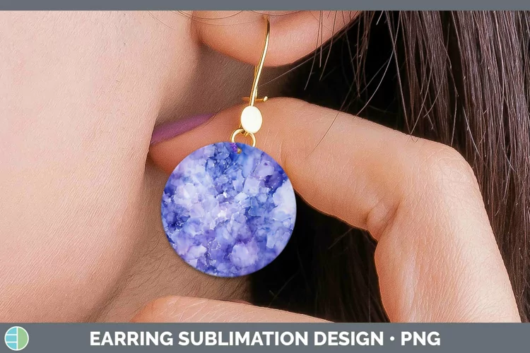Watercolor Tanzanite Round Earrings Sublimation Earrings Des