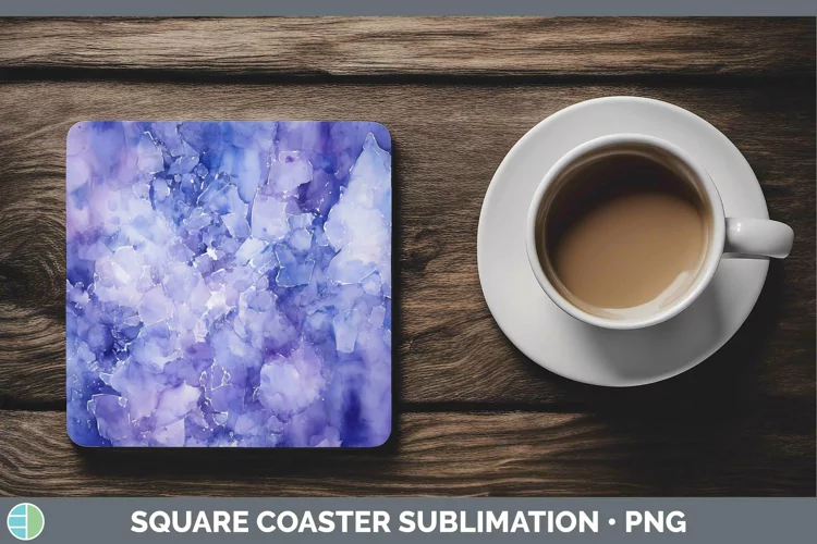 Watercolor Tanzanite Square Coaster Sublimation Coaster Desi
