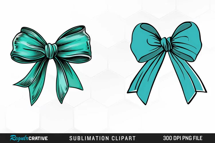 Watercolor Teal Bow PNG Clipart