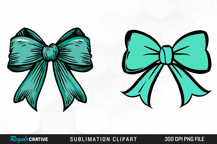 Watercolor Teal Bow PNG Clipart