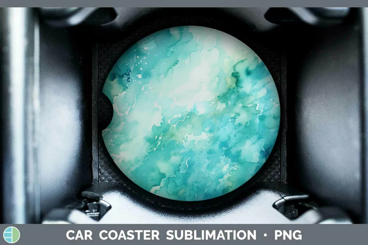 Watercolor Teal Car Coaster Sublimation Coaster Designs