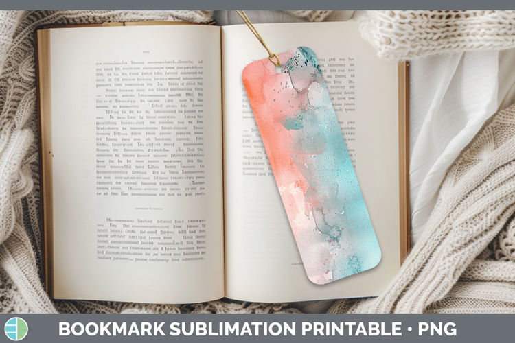 Watercolor Teal Coral Bookmark Sublimation Printable Designs