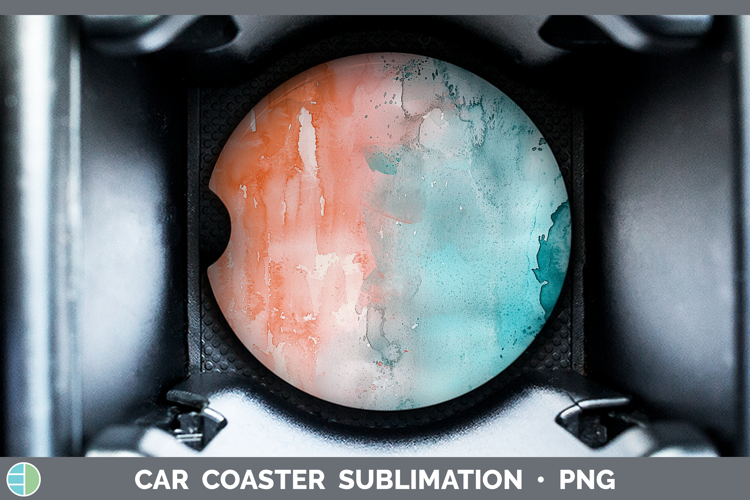 Watercolor Teal Coral Car Coaster Sublimation Designs